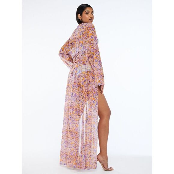 Savage x Fenty CYBER CAT LONG ROBE Floral XS/S - Picture 1 of 12